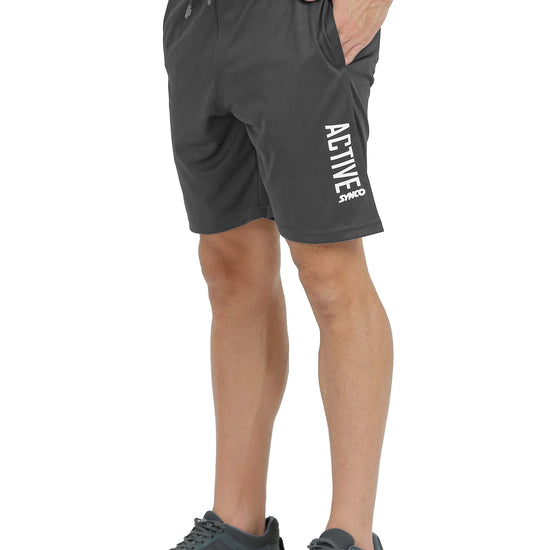Synco Flex Active Sports Shorts for Men Dark Grey colour side front 