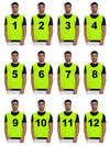 Football Training Bibs, Set of 12,  1 to 12 Numbered front