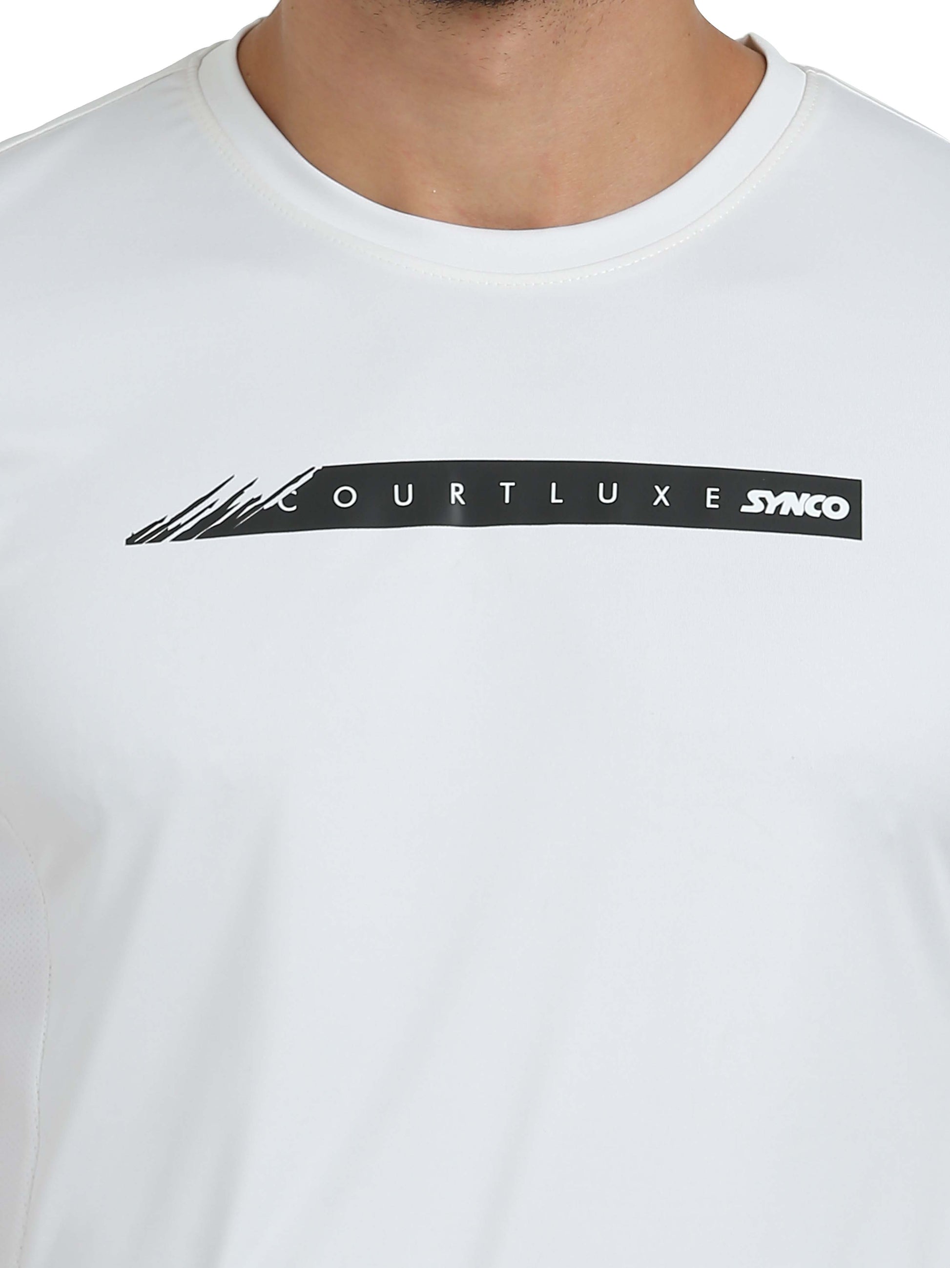 Synco White Luxe Performamnce Tshirt front