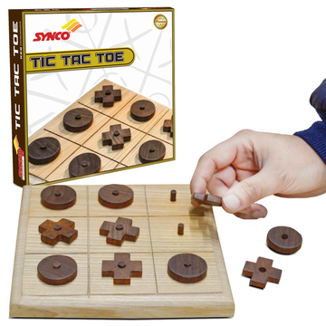 Synco Noughts & Crosses | Tic Tac Wooden Game | Natural Colour & Matte Finish | Gift for Friends & Family