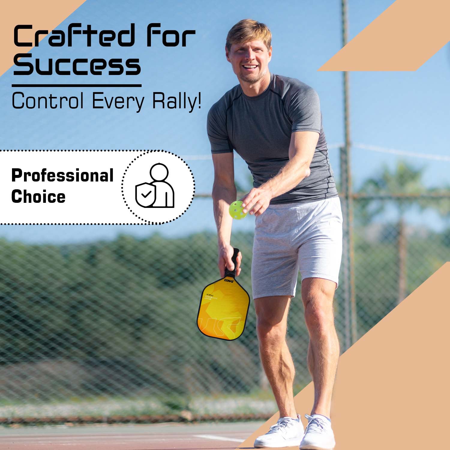 Pickleball Paddle single Set Hybrid Max Yellow professional choice