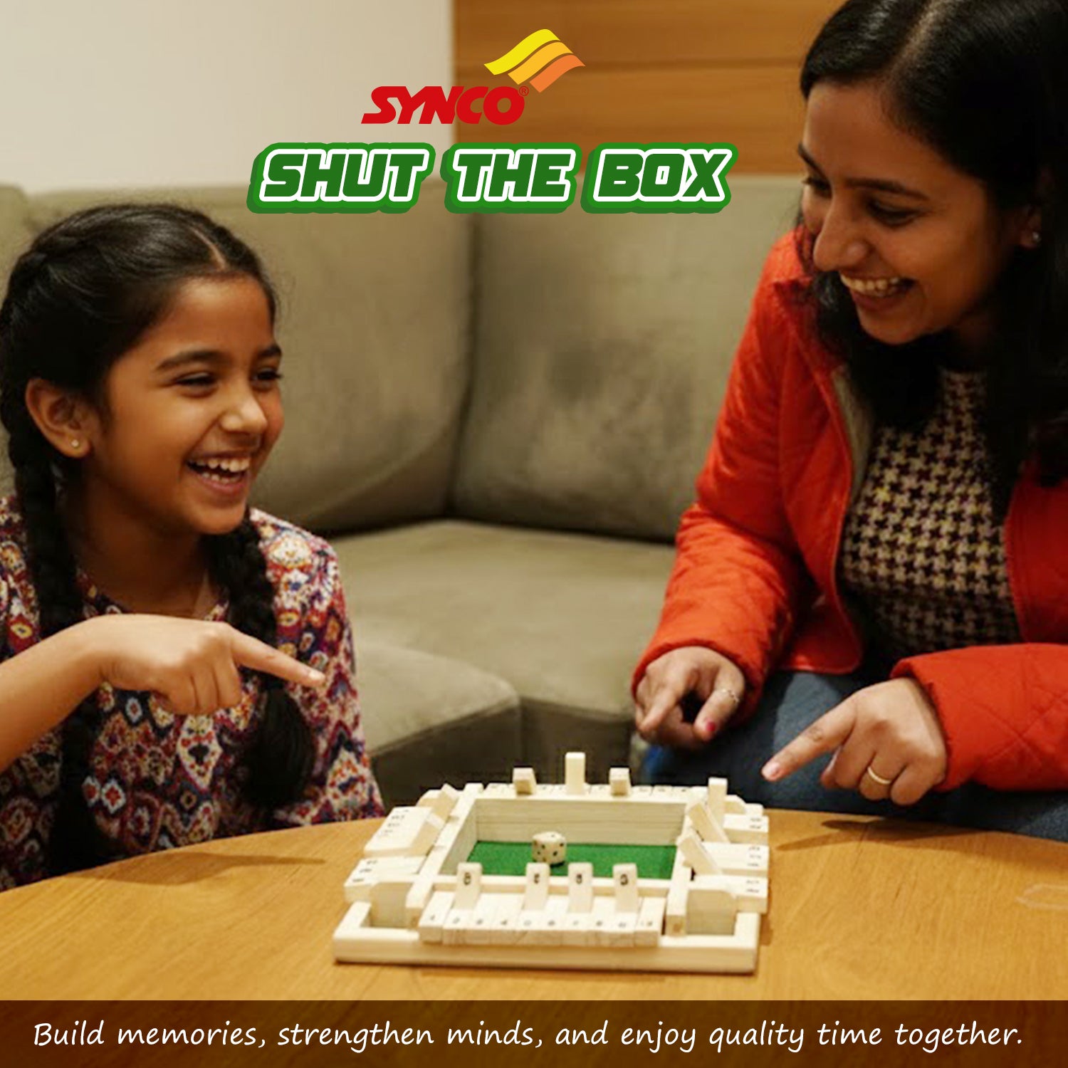 Shut the box wooden puzzle game  indoor gameplay 