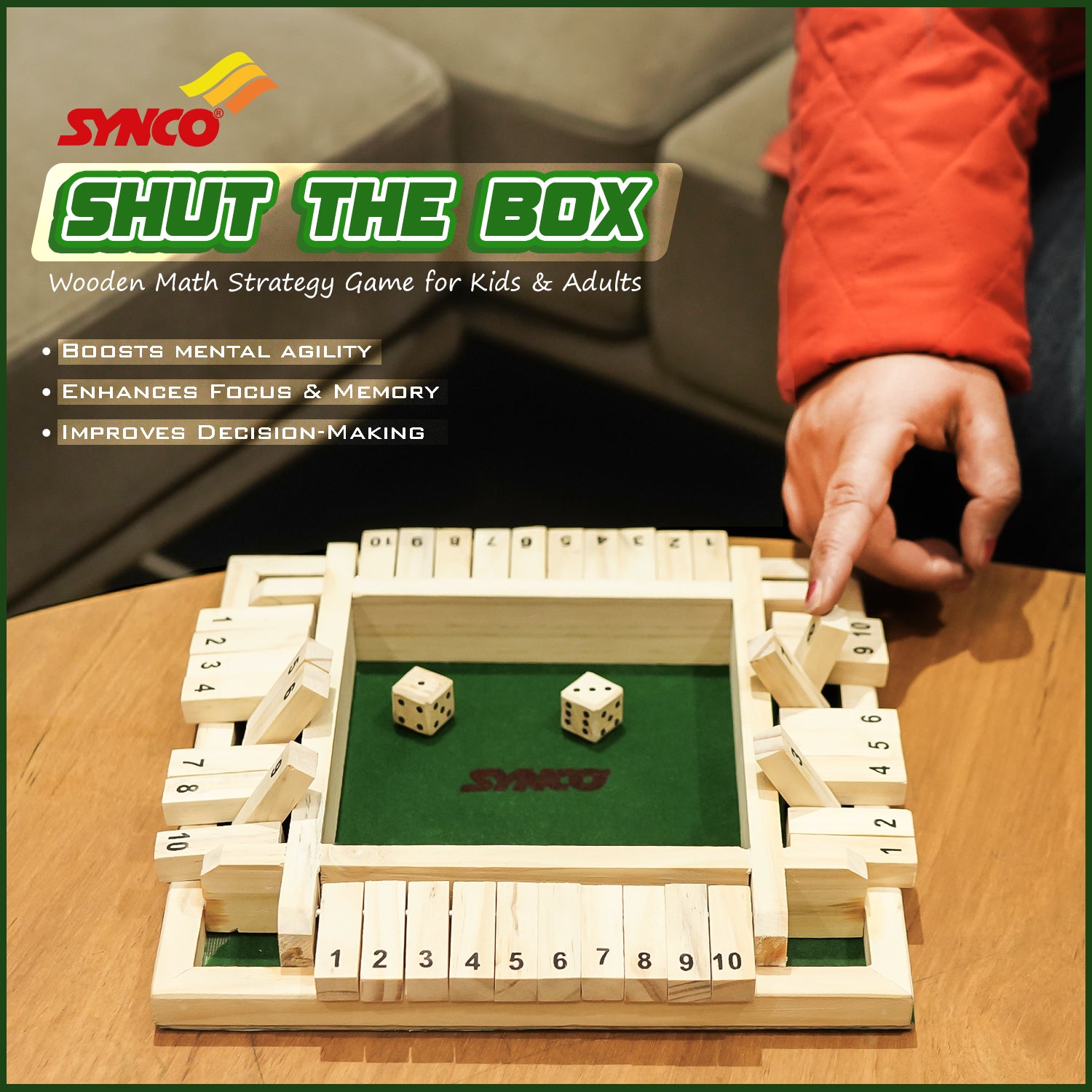 Shut the box wooden Puzzle game Features