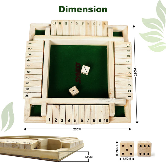 Shut the box wooden puzzle game dimensions 