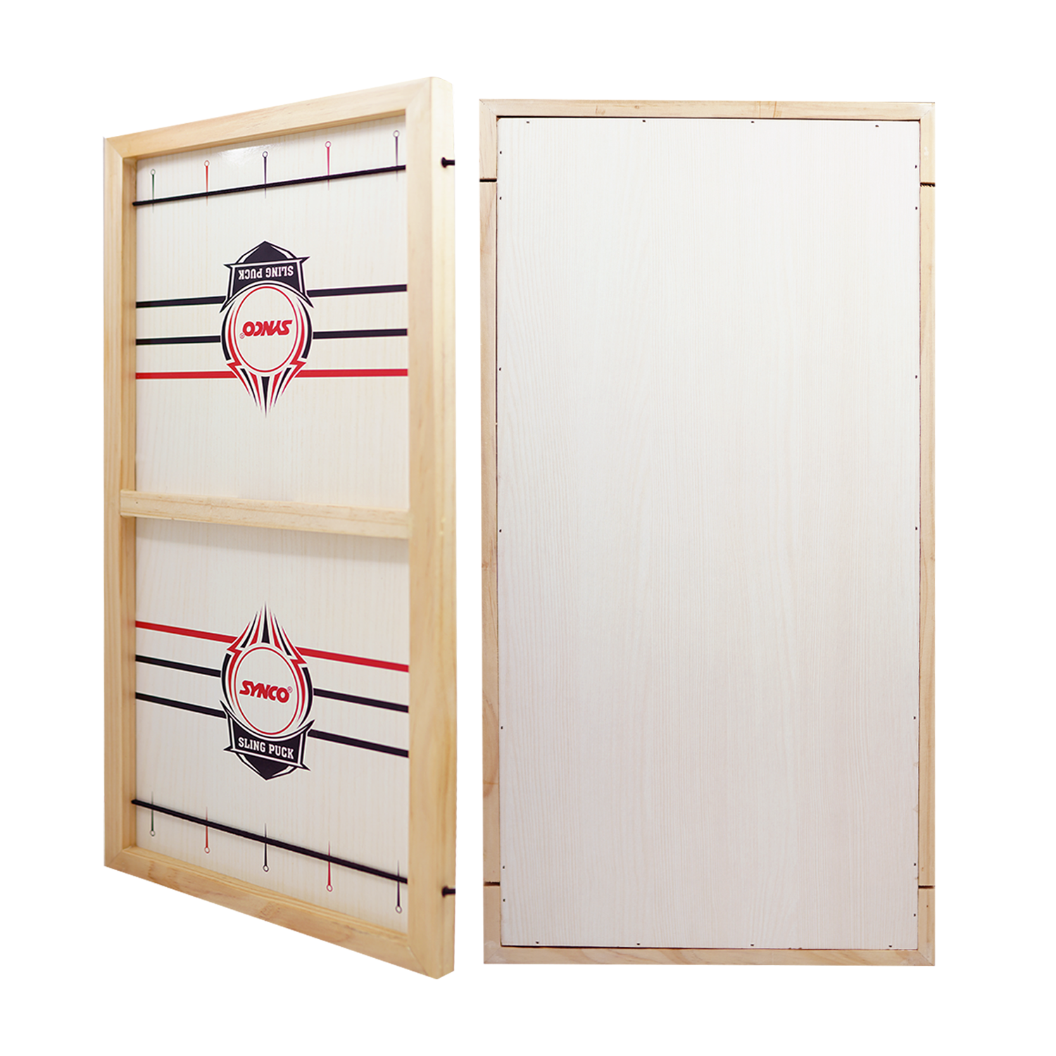 Sling puck wooden game side back