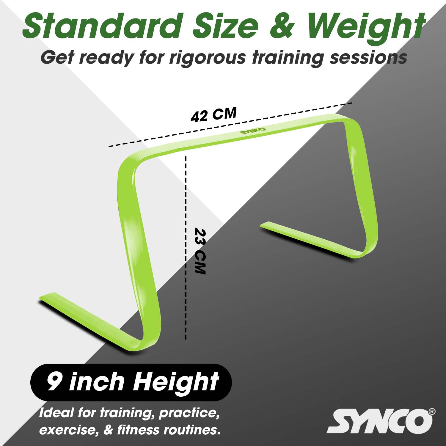 Synco Agility Flat/Round Hurdles 
 Green 9inch height