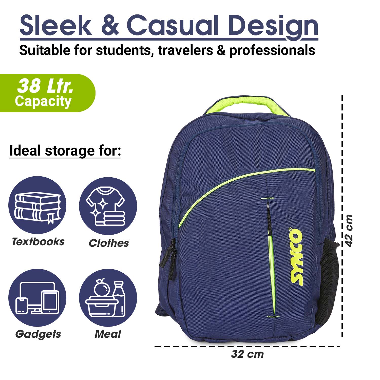 Synco Amigo Backpack  (M) Blue size ratio
