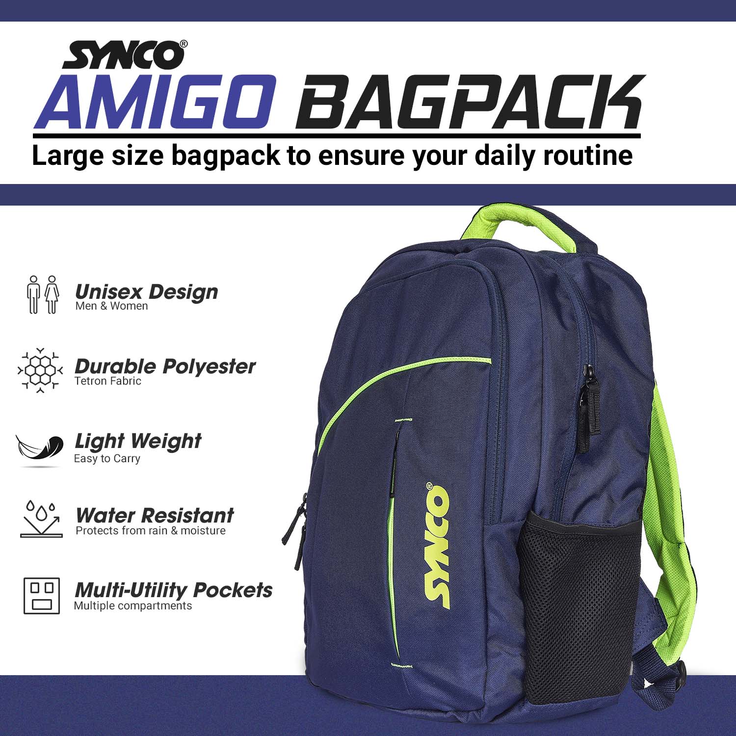 Synco Amigo Backpack (M) Blue features