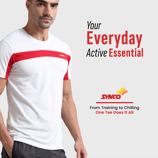 Synco Arctic Plus Sports Tshirt for Men white colour front 