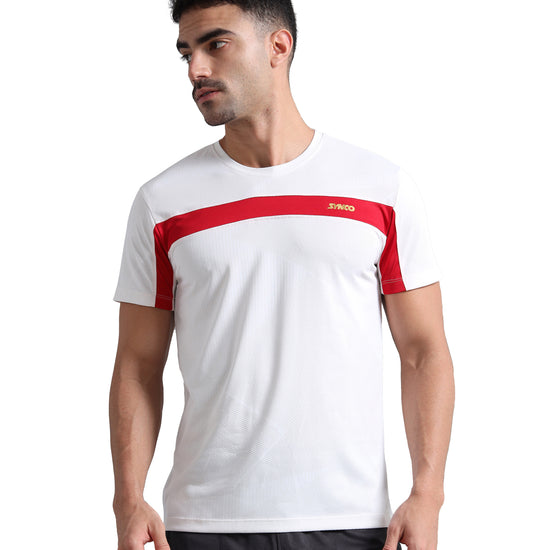 Synco Arctic Plus Sports Tshirt for Men in white colour front 