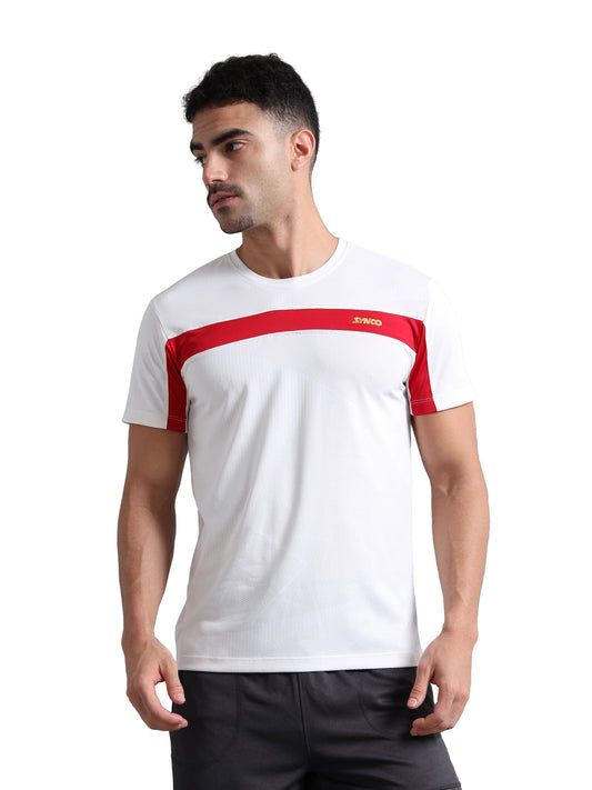 Synco Arctic Plus Sports Tshirt for Men in white colour front 