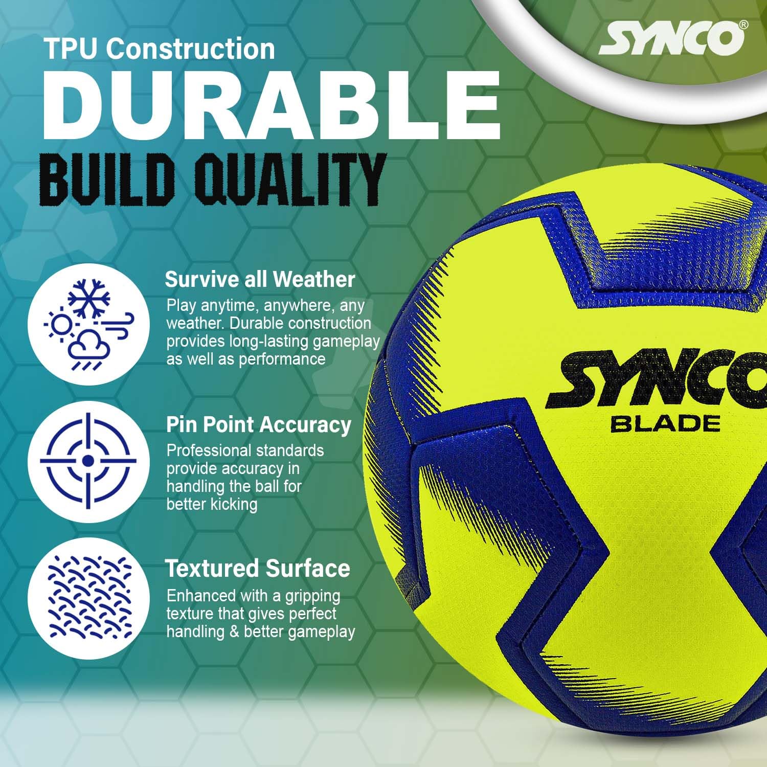 Synco Blade Hybrid yellow Football durabiity