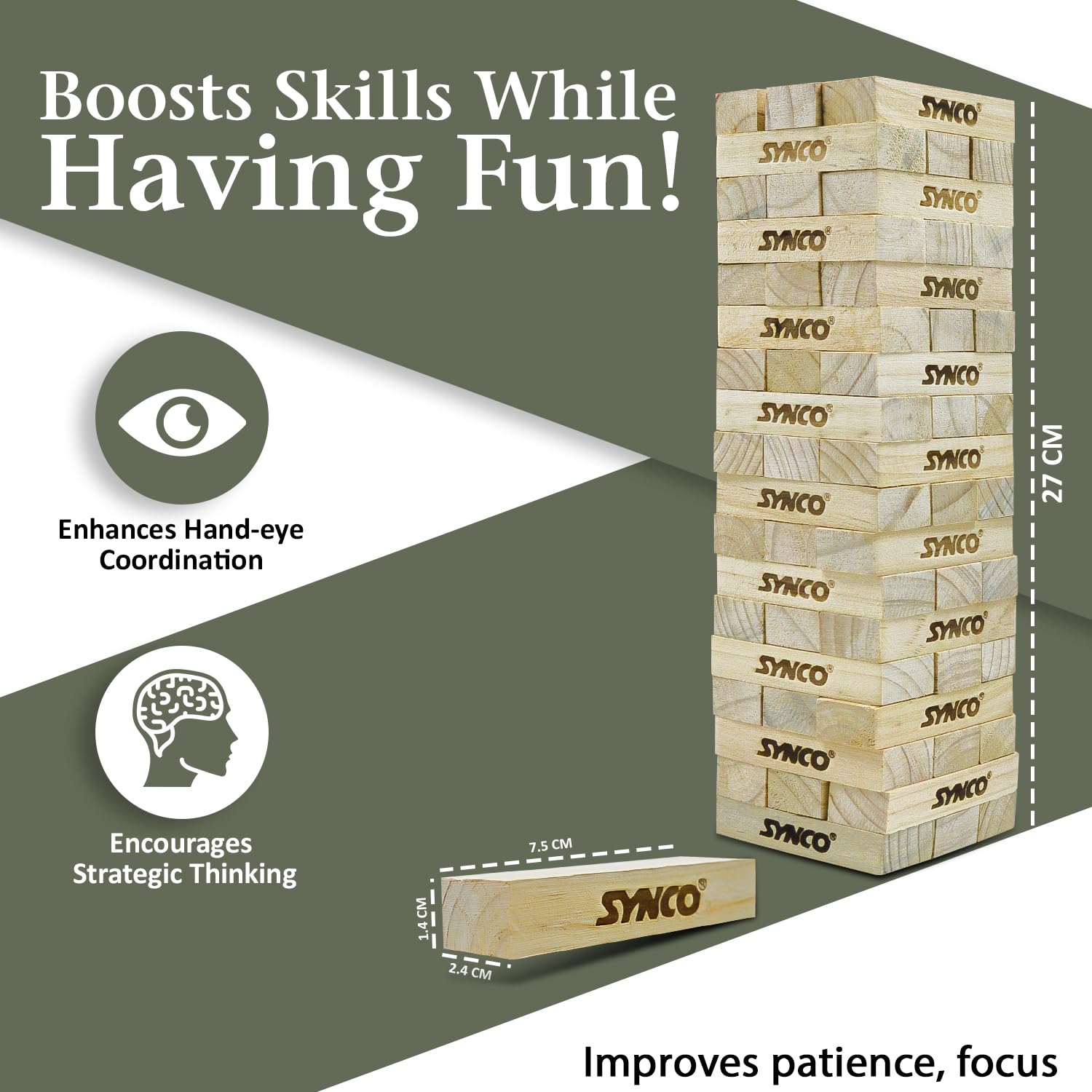 Synco Blocks Stacking Game  Tumbling Tower Best Wooden Puzzle  Game benifits