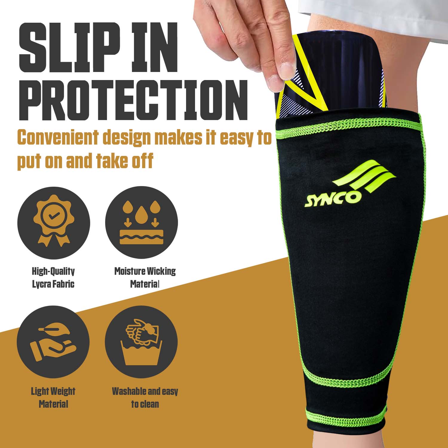 Synco Bolt Shin Guard features