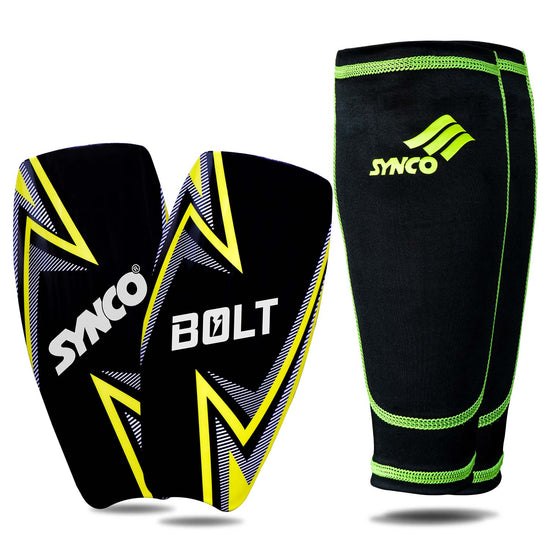 Synco Bolt Shin Guard with Sleeve Combo front