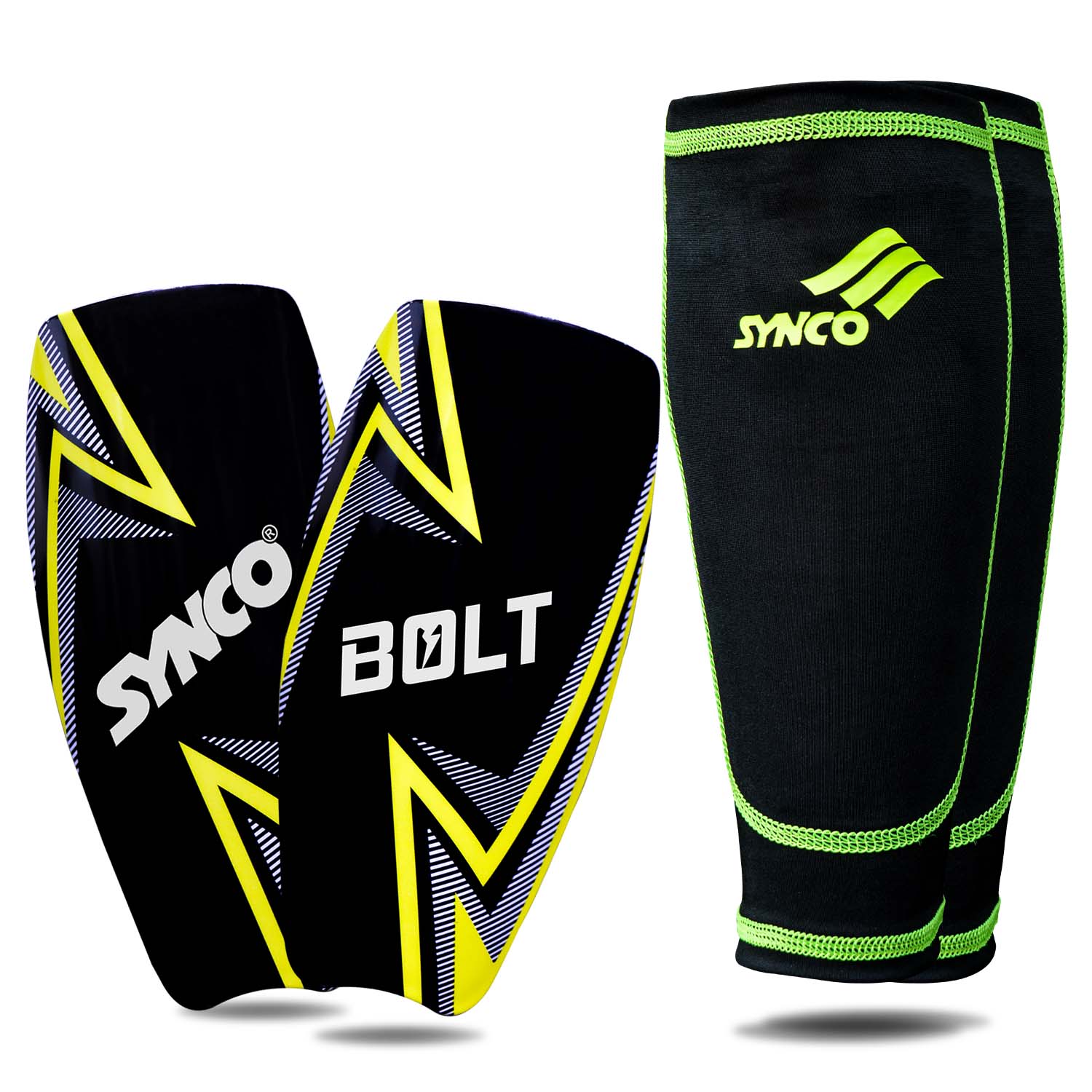 Synco Bolt Shin Guard with Sleeve Combo front