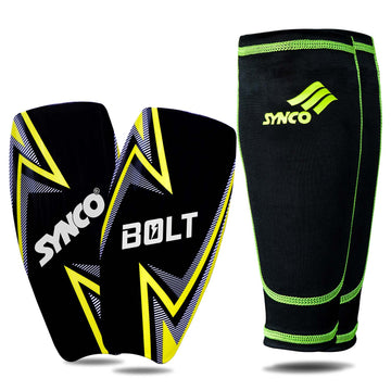 Synco Bolt Shin Guard with Sleeve Combo front