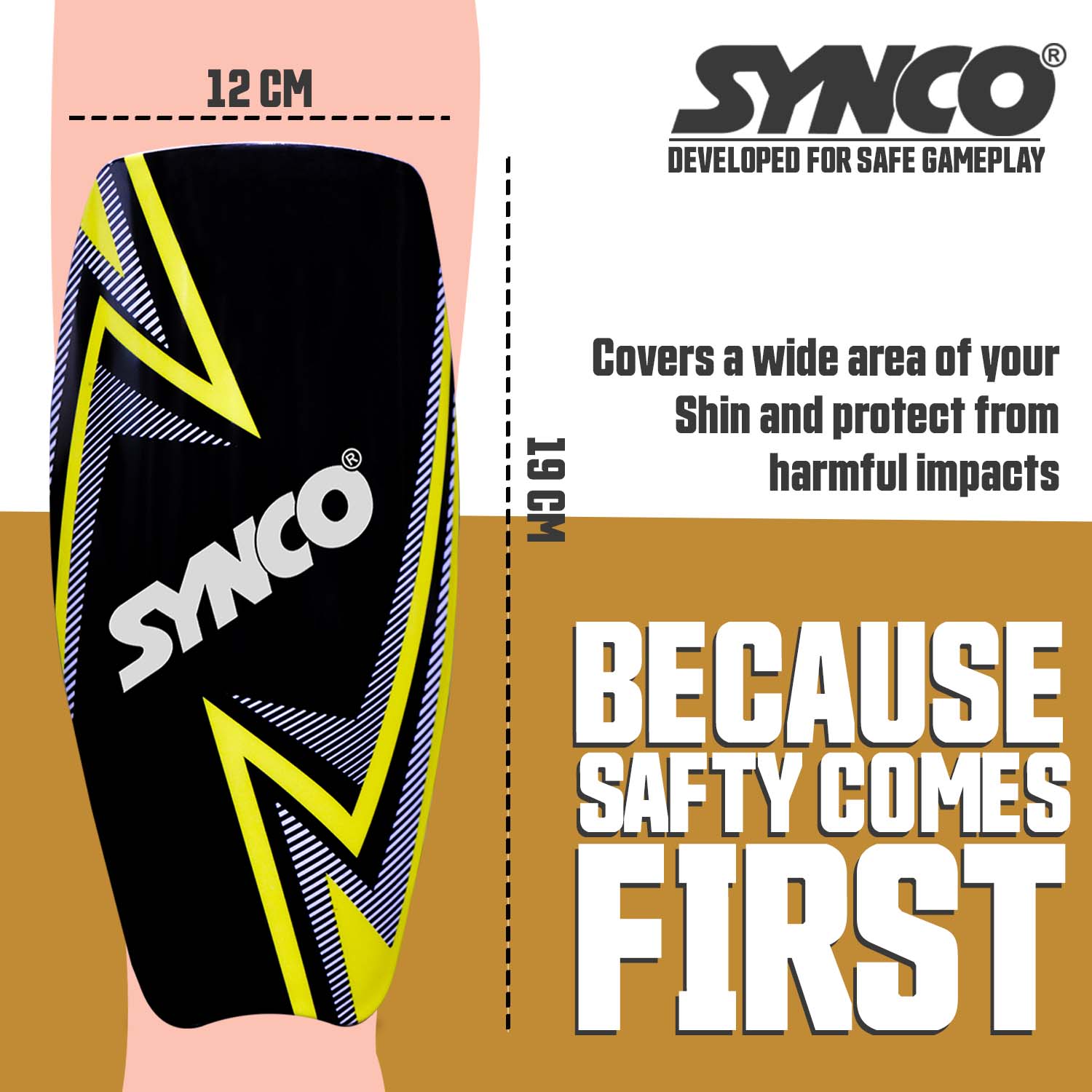 Synco Bolt Shin Guard dimension