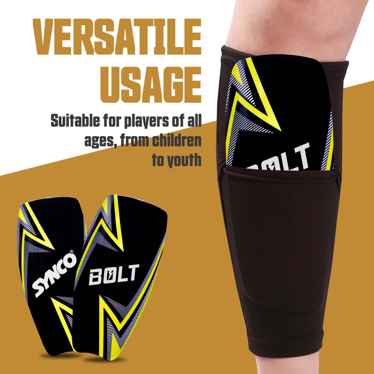 Synco Bolt Shin Guard  versatile usage
