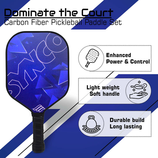 Synco Blue Carbon Fiber pickleballs paddles Durable set 
