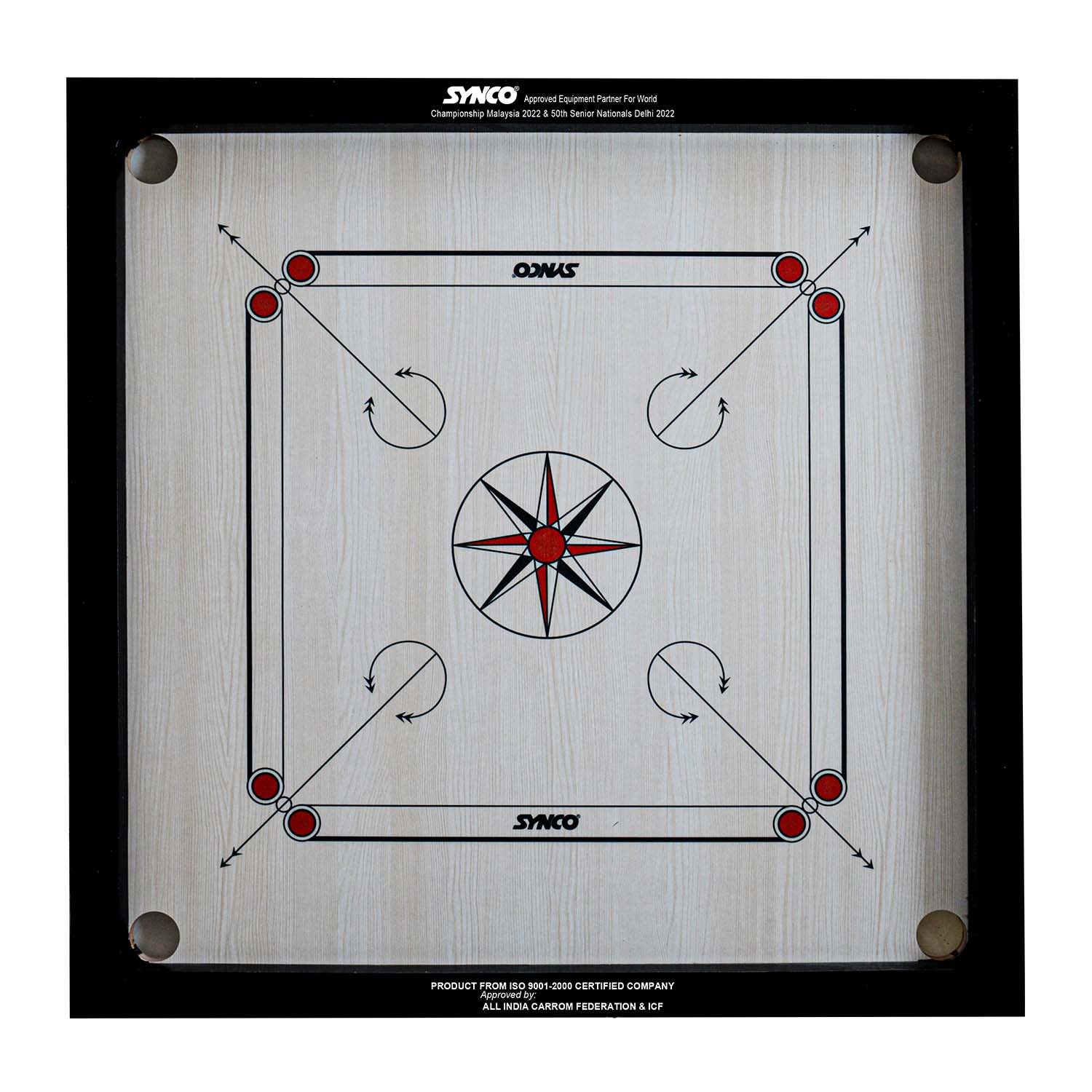Wooden polished Synco CarromBoard front