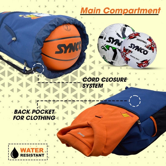Synco Champion Ball carrying Sports Bag (Small) Blue features
