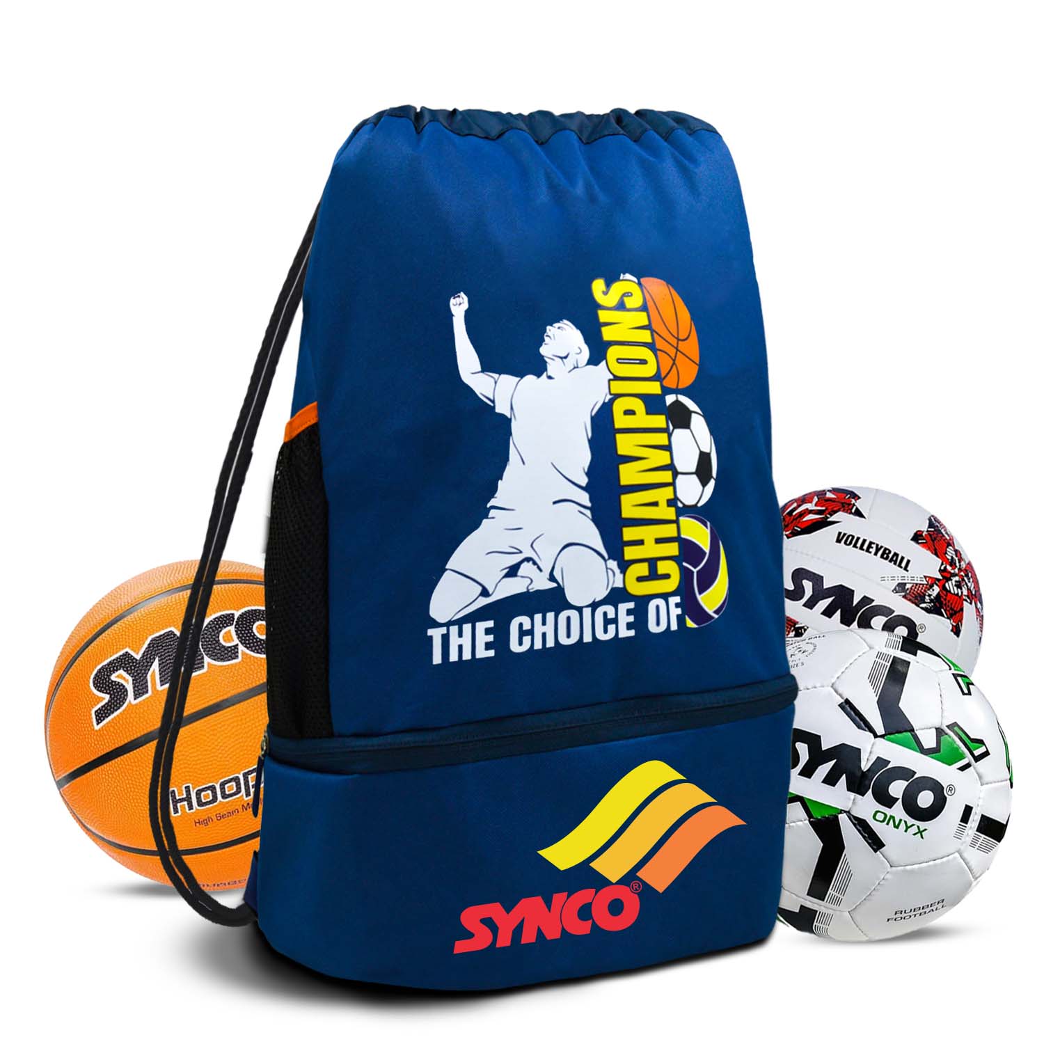 Synco Champion Ball carrying Sports Bag (Small) Blue front
