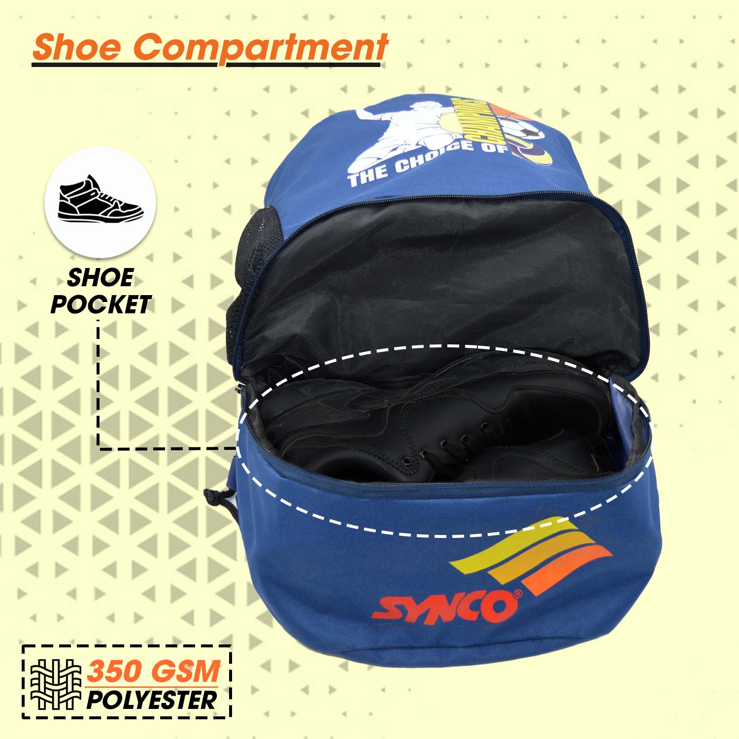 Synco Champion Ball carrying Sports Bag blue features

