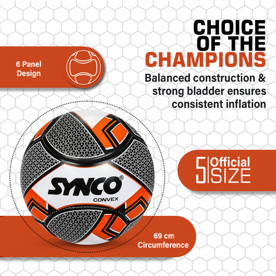 Synco Convex Football  Training Football PVC Machine stitched Soccer Ball Size 5 orange