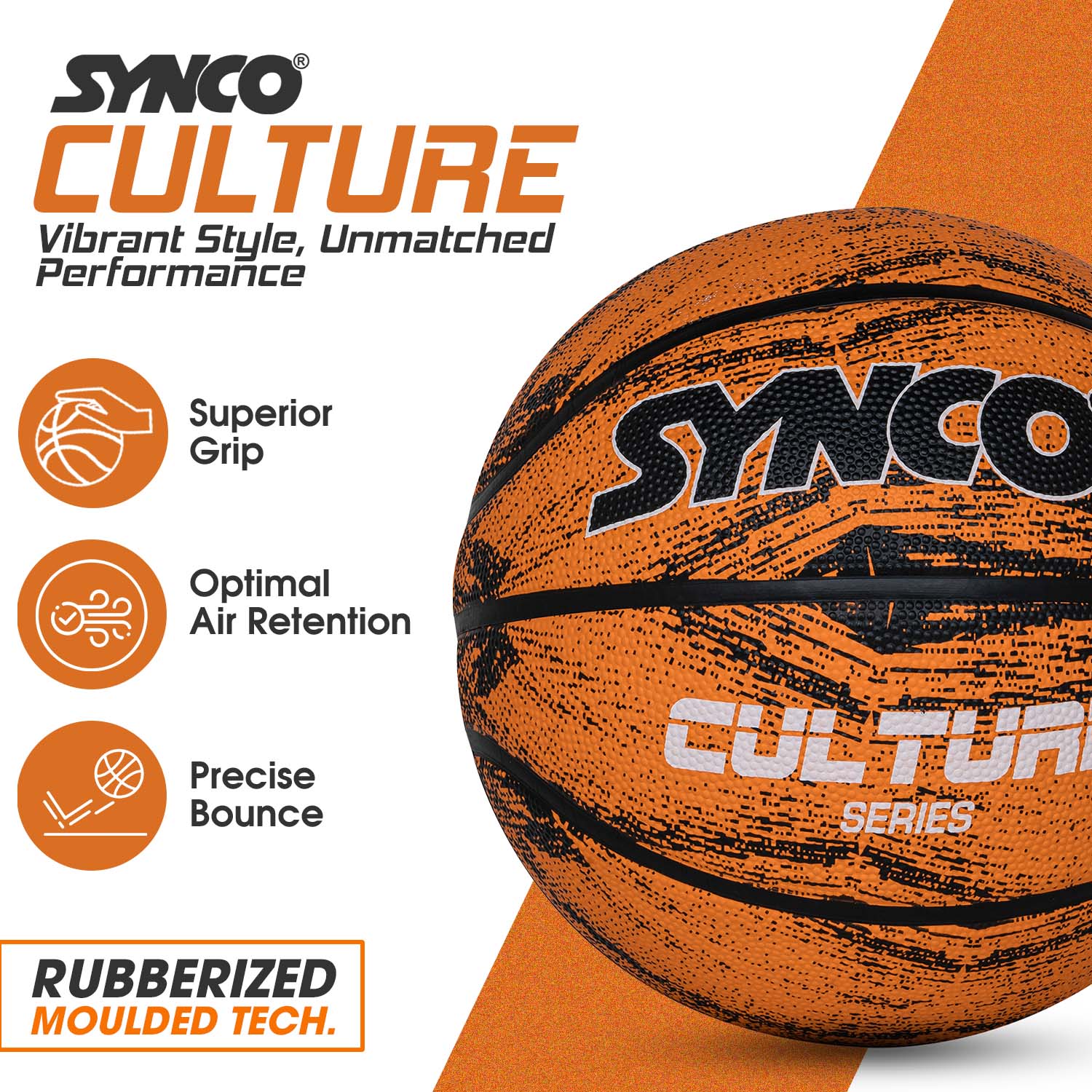 Synco Culture Series Men's Basketball (Size-7) Orange – Synco Sports