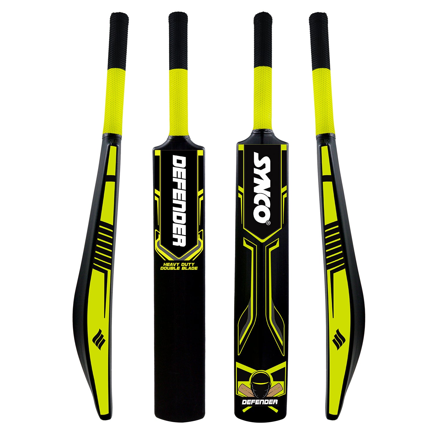 Synco defender plastic cricket bat front side back