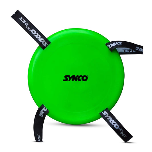 Synco green Dog Frisbee with Holding Loops