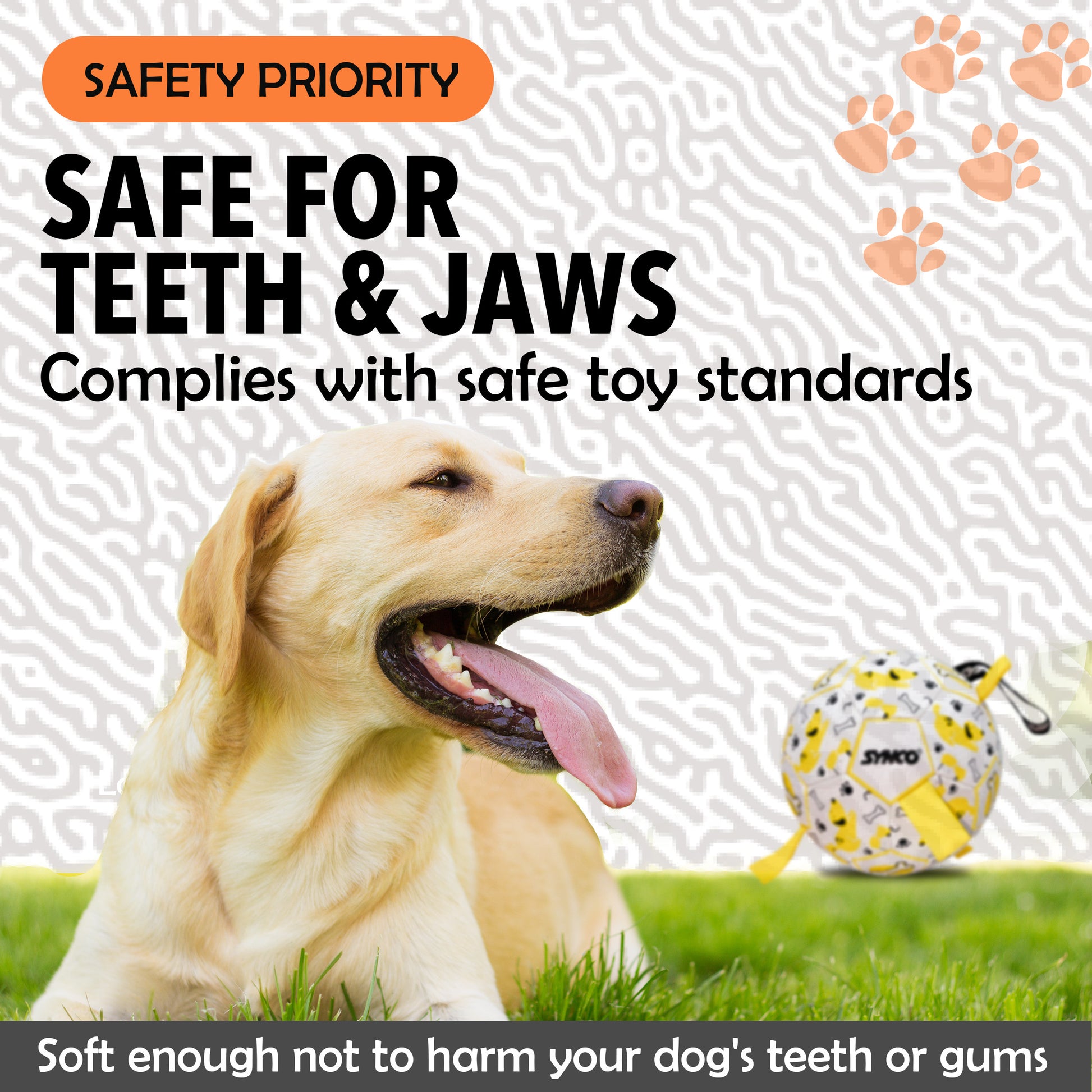 Synco Dog Toy Football graphic Yellow safety