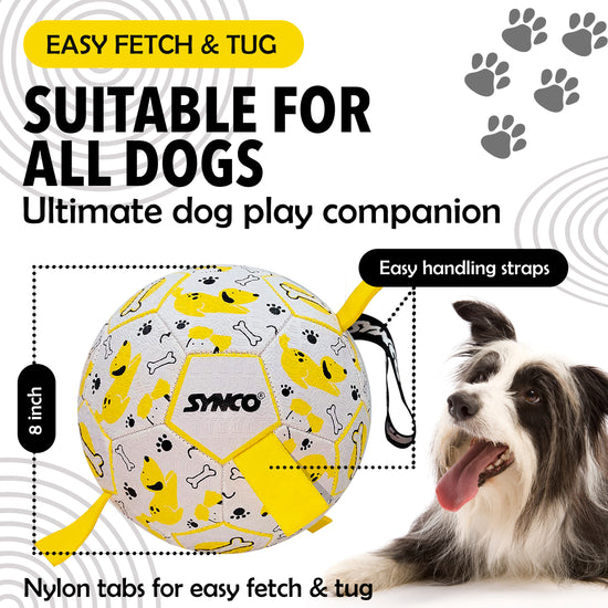 Synco Dog Toy Football Yellow with Holding Loops dog friendly 