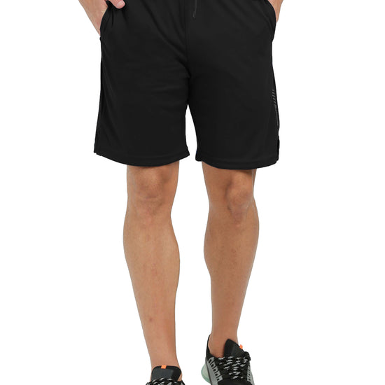Synco Flare Active Shorts for Men  in Black front 