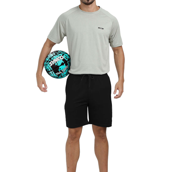Synco Flare Active Shorts for Men in black colour front 