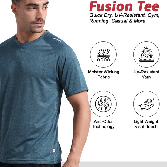 Synco Fusion Sports Tshirt for Men Blue color features
