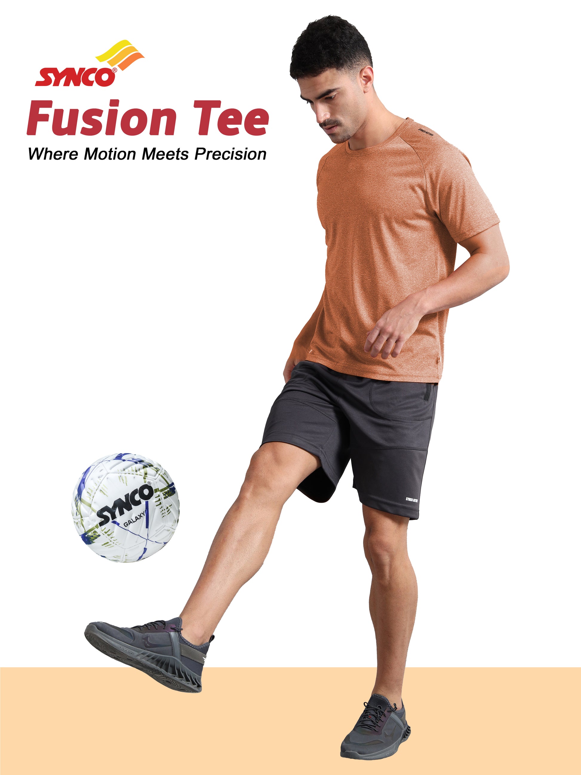 Synco Fusion Sports Tshirt for Men(Rust) -Ideal for Running,Gym