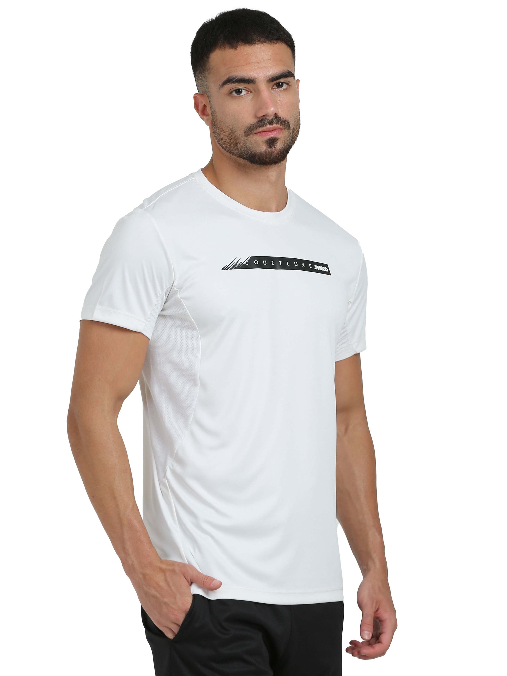 Synco Luxe Performance White  Sports TShirt side front