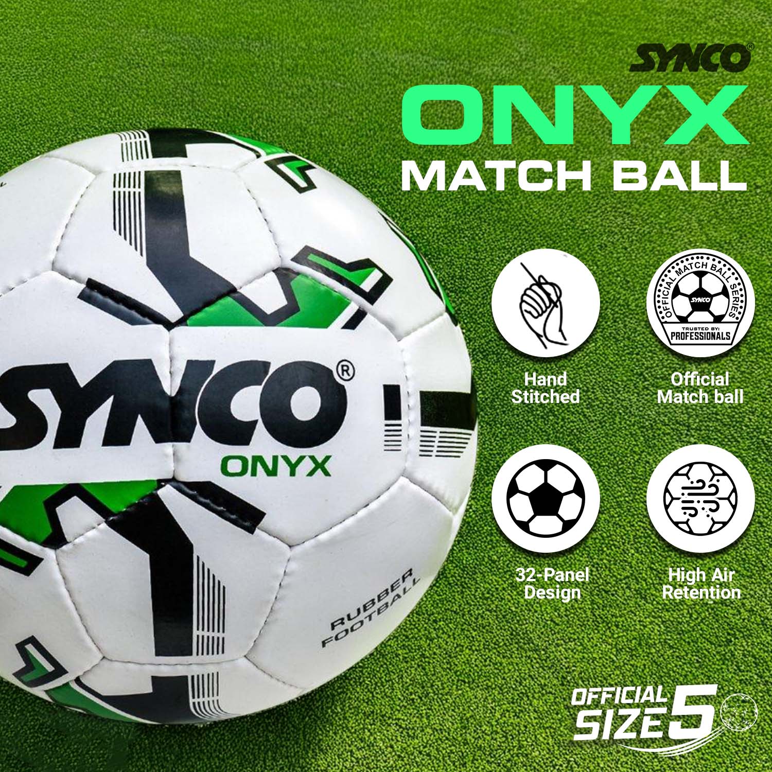 Synco Onyx white Match football Features