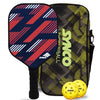 Synco Red Carbon FIbre Pickle Ball Paddle with Set of 2yellow pickleBalls