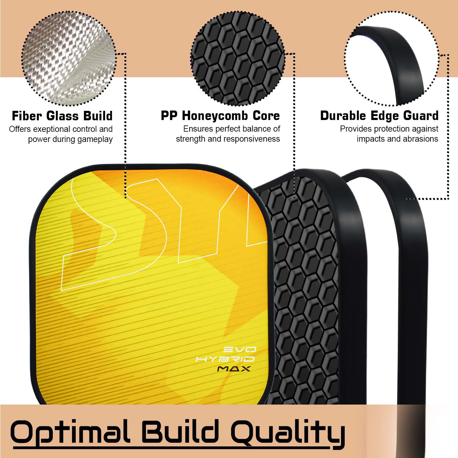 Synco Pickleball Paddle Set Hybrid Max Yellow build quality