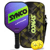 Synco Pickleball Paddle Set Latitude Blue  2 Pickleball Rackets and 4 Pickleballs with Carry Bag Fiberglass Lightweight Racket with Cushion Comfort Grip