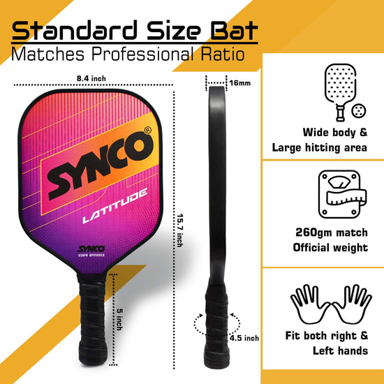 Synco Pickleball Paddle Set Latitude Pink size ratio