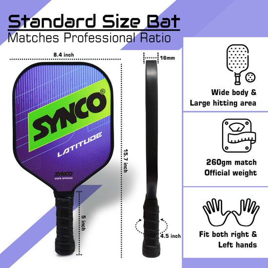 Synco Pickleball Paddle Set Latitude Blue size ratio