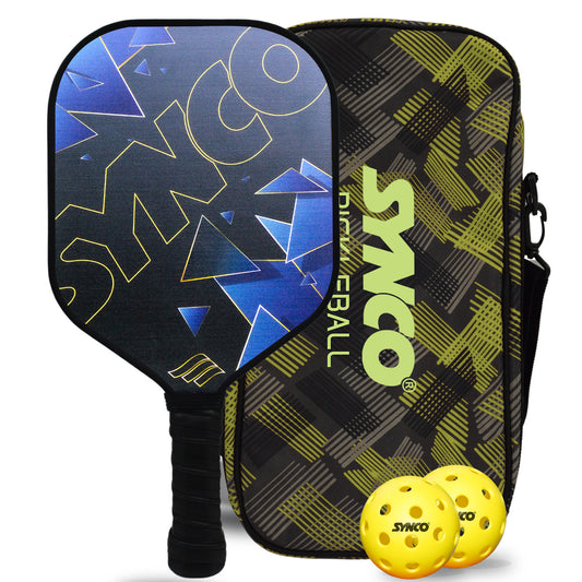 set of 2 Yellow PickleBalls with Paddles and Bag