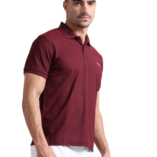 Synco Zen Polo Tshirt for Men in Maroon colour side front  