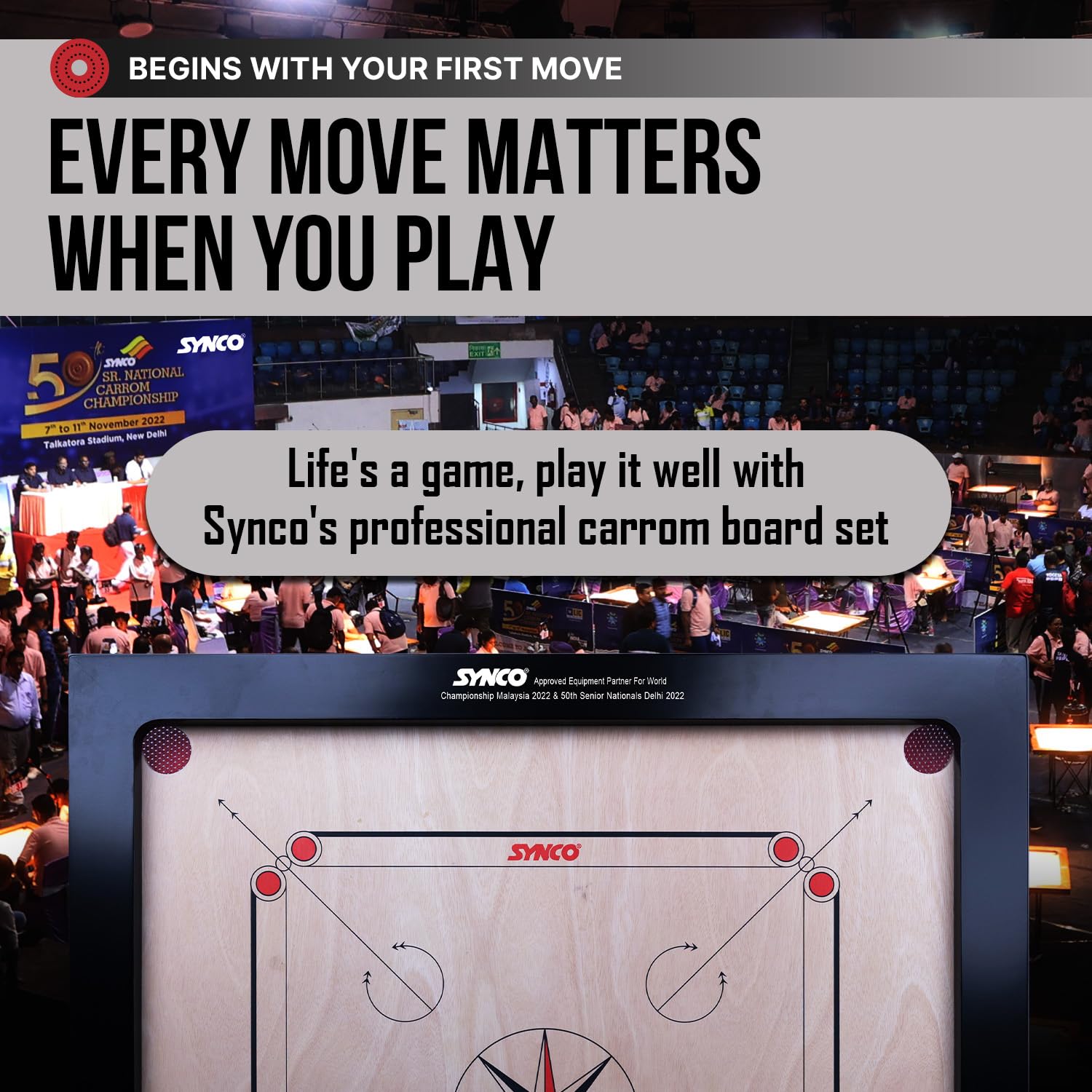 Synco Professional wooden Carrom Board