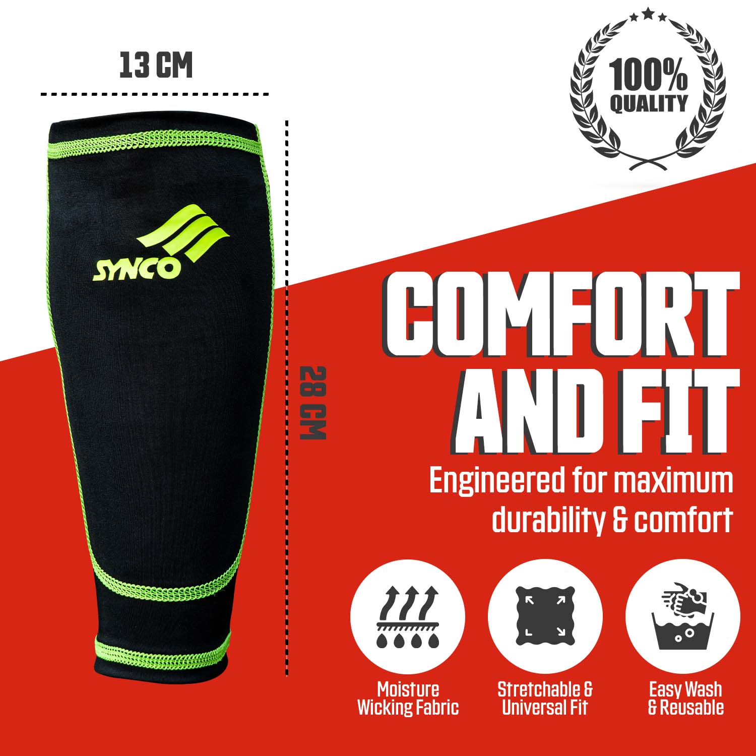 Synco Rise Shin Guard with Sleeve Combo comfort fit