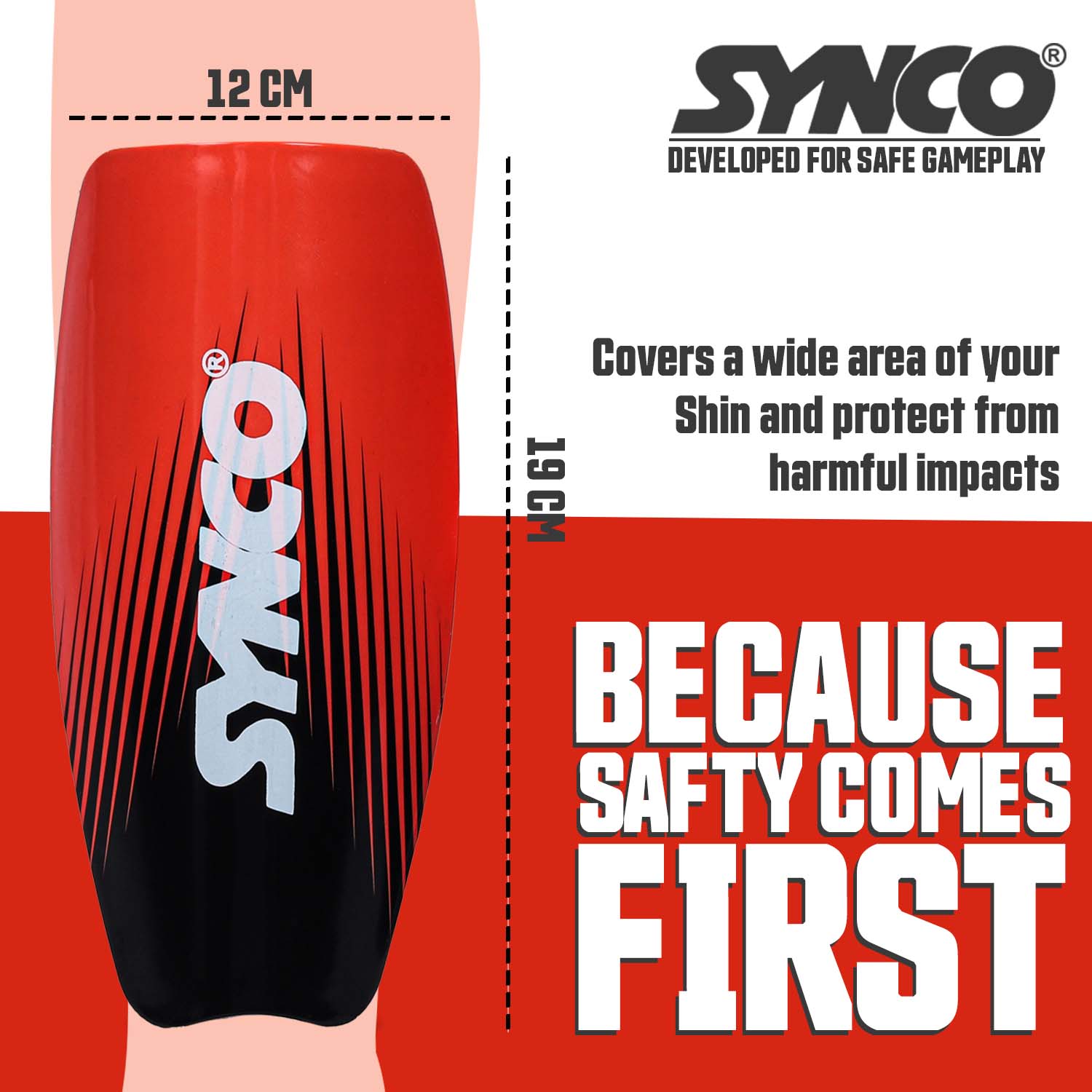 Synco Rise Shin Guard with Sleeve Combo dimesnioins